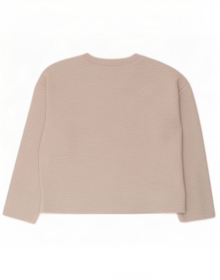 Zara Womens Crop Oversized Top Manga Longa Reino Unido 10 Pequeno Poliéster Bege