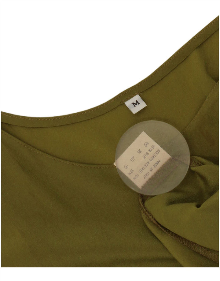Top feminino vintage UK 14 acetato verde médio