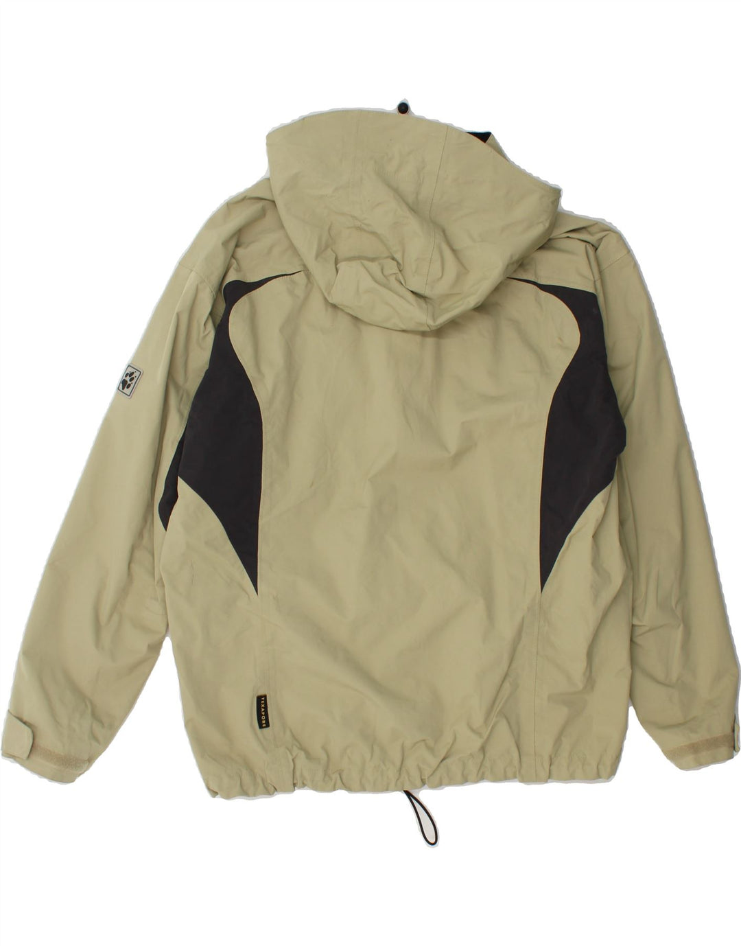 JACK WOLFSKIN Womens Hooded Rain Jacket UK 12 Medium Green Colourblock Vintage Jack Wolfskin and Second-Hand Jack Wolfskin from Messina Hembry 