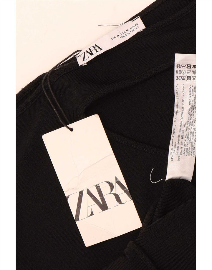 Macacão feminino de um ombro Zara UK 12 viscose preta média