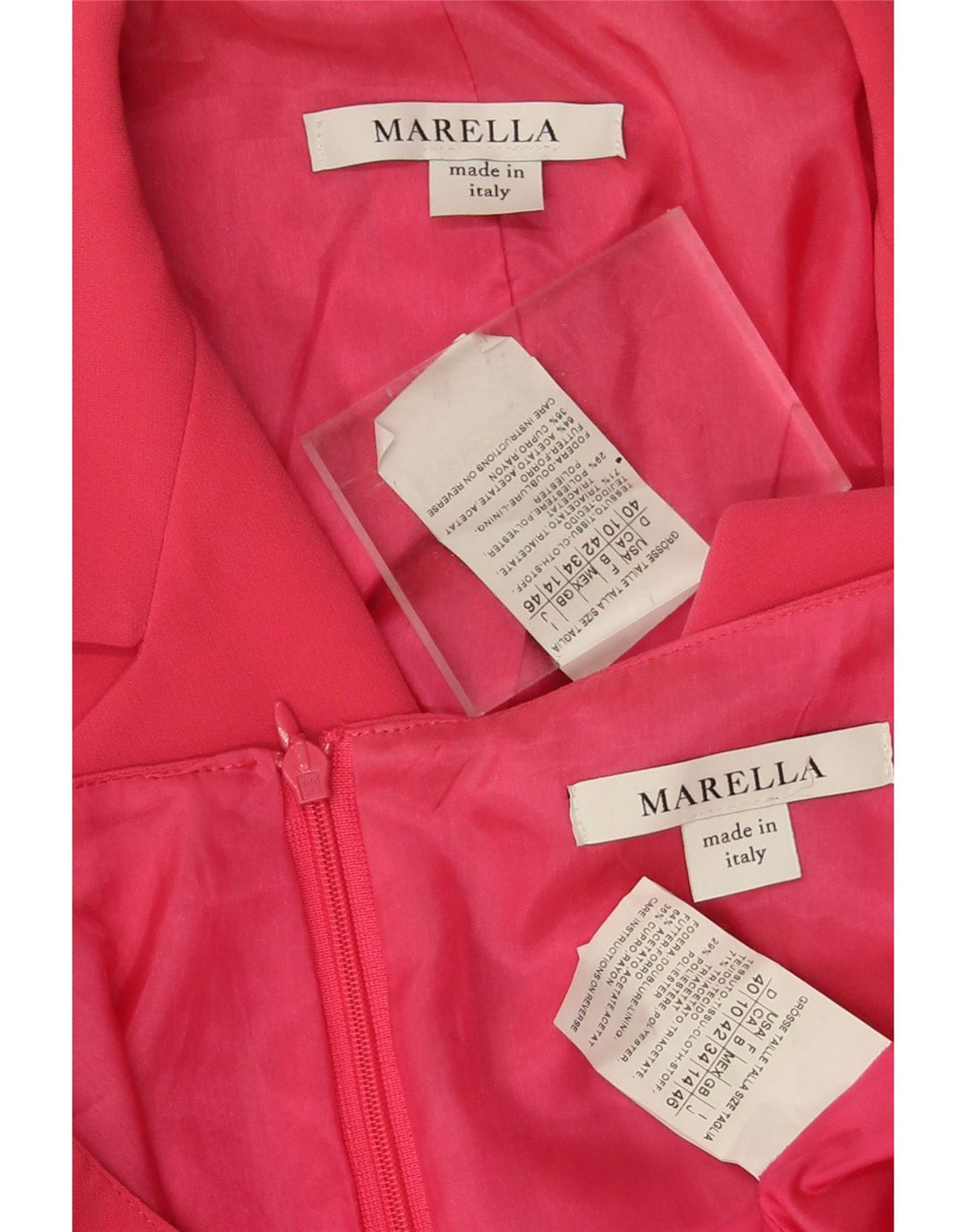 Conjunto feminino Marella de 1 botão e 2 peças Reino Unido 14 grande triacetato rosa