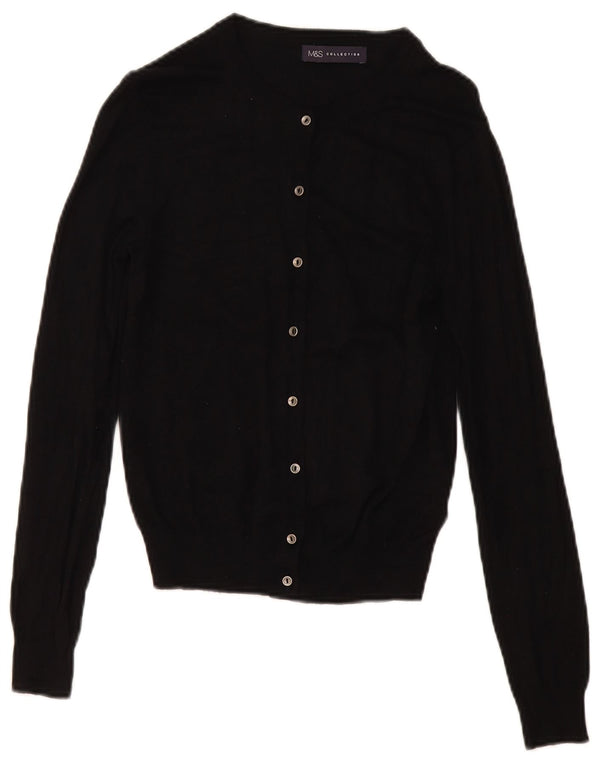 Suéter cardigã feminino Marks & Spencer Reino Unido 10 pequeno preto viscose