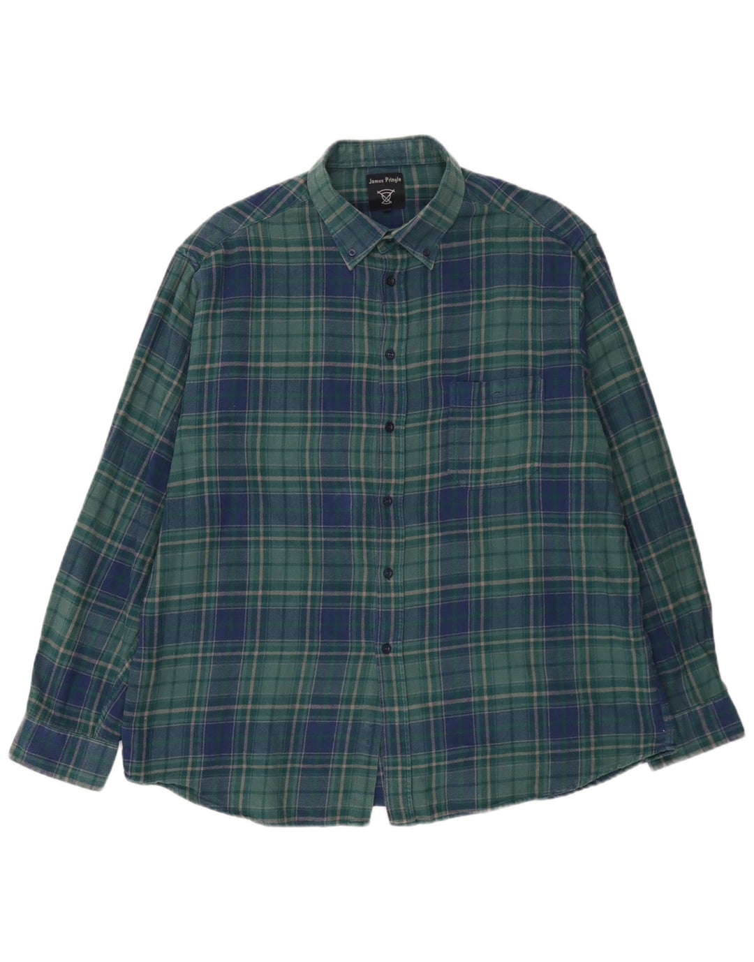 Camisa masculina de flanela James Pringle 2XL algodão xadrez verde