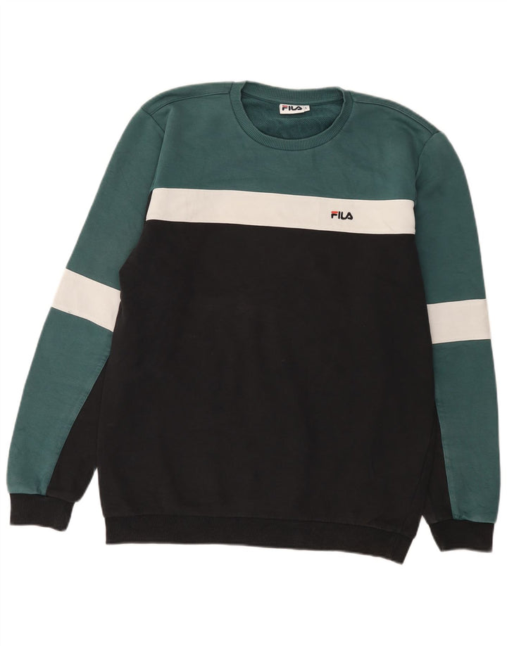 Fila moletom masculino jumper grande algodão colorblock preto