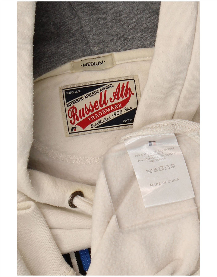 RUSSELL ATLÉTICO moletom com capuz gráfico masculino médio algodão branco