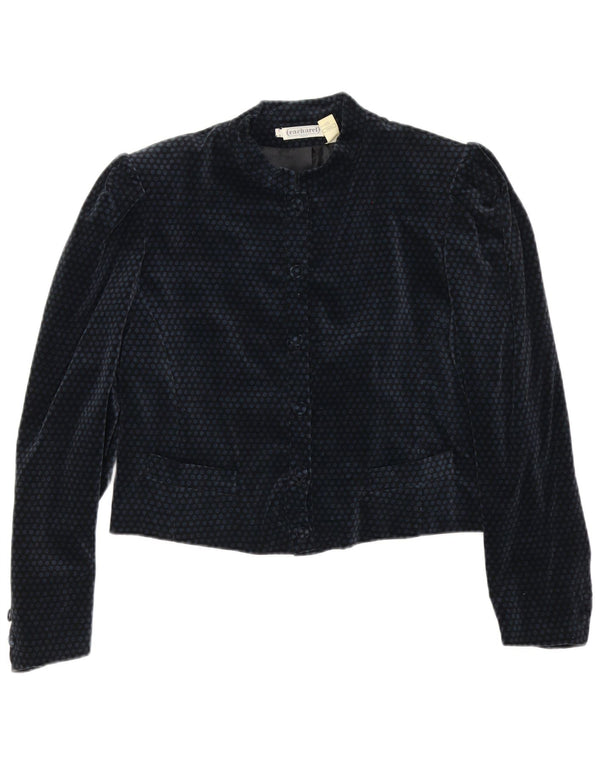 Jaqueta Blazer Feminina Cacharel Crop 6 Botões EUA 10 Grande Bolinhas Azul Marinho