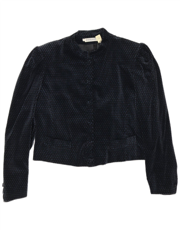 Jaqueta Blazer Feminina Cacharel Crop 6 Botões EUA 10 Grande Bolinhas Azul Marinho