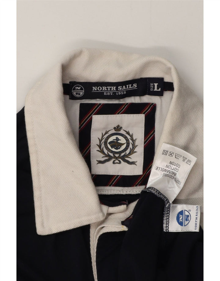 Camisa polo masculina de rugby de manga comprida NORTH SAILS grande bloco colorido azul marinho