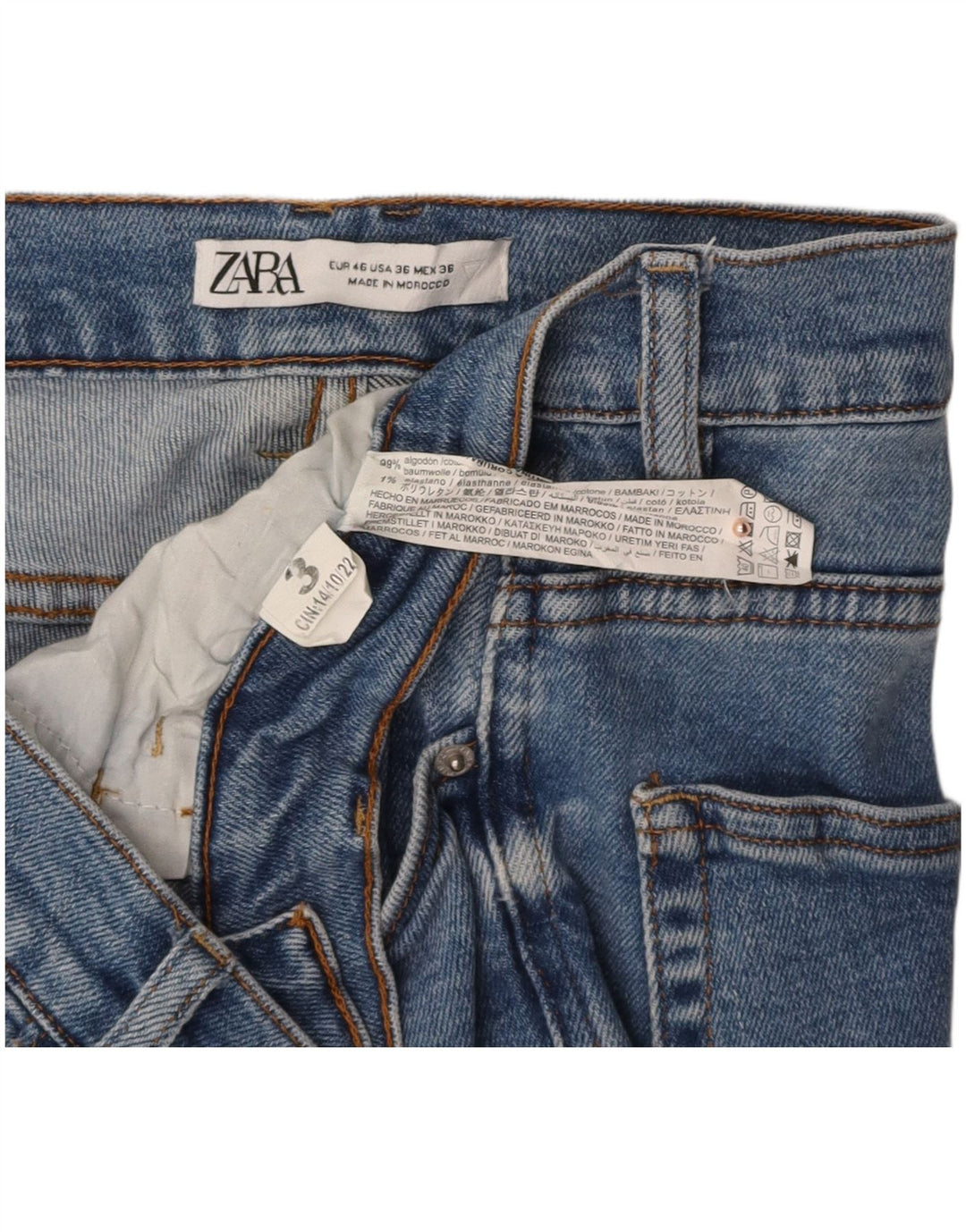 ZARA Mens Slim Jeans EU 46 XL W36 L32 Azul Algodão