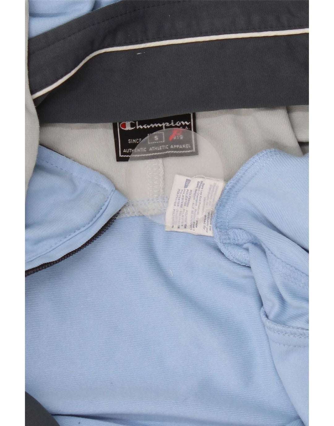 Jaqueta masculina com capuz e capuz Champion, pequena, azul, colorblock, poliéster