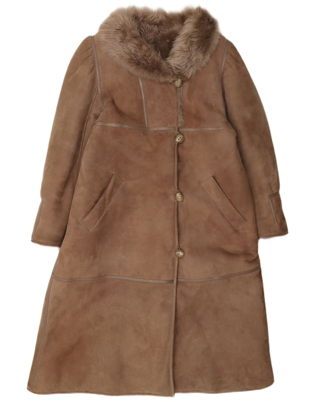 Casaco feminino vintage de shearling IT 42 marrom médio