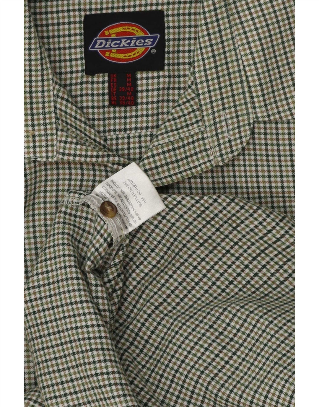 Camisa masculina Dickies poliéster verde médio Houndstooth