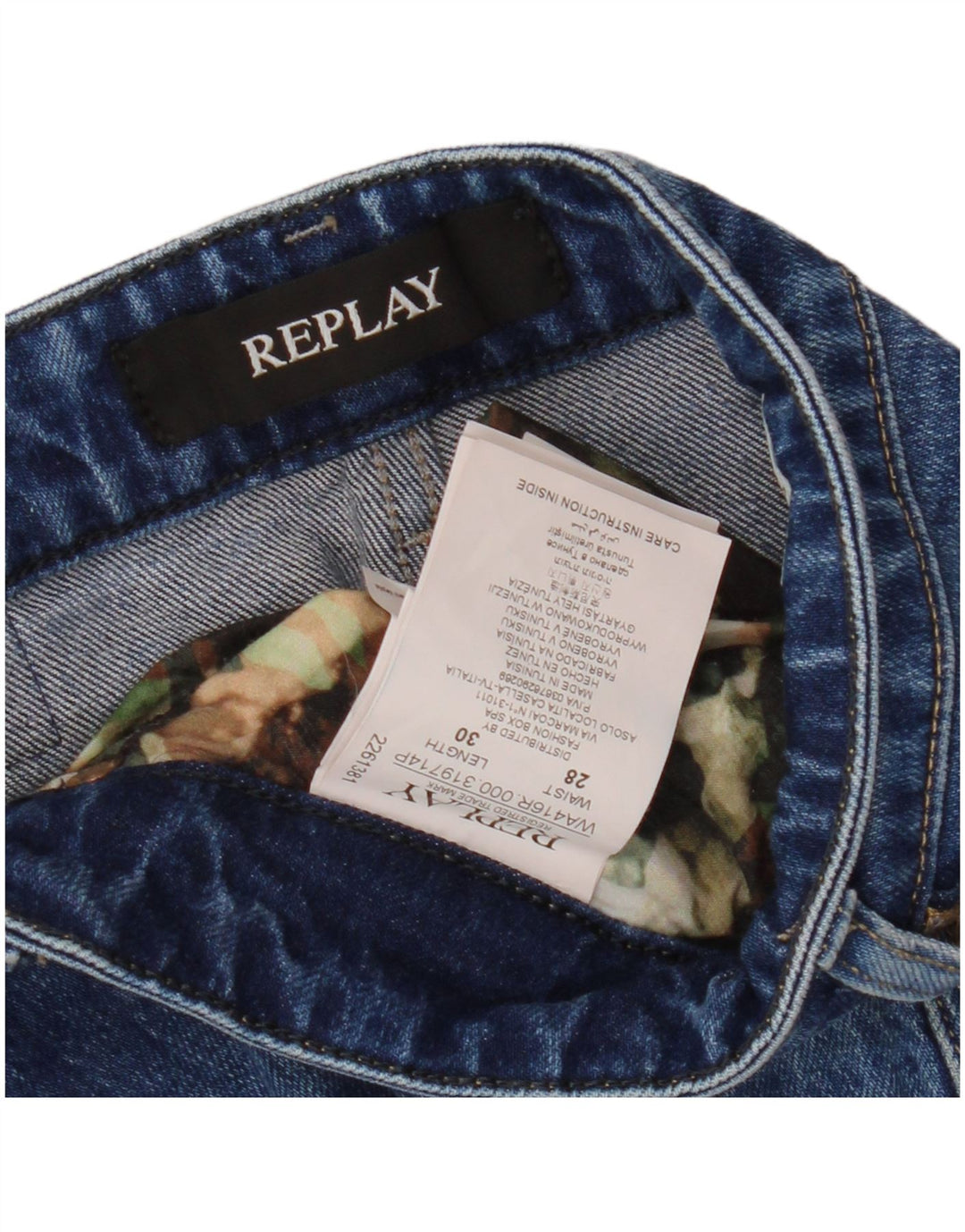 REPLAY Jeans feminino slim desgastado W28 L30 algodão azul