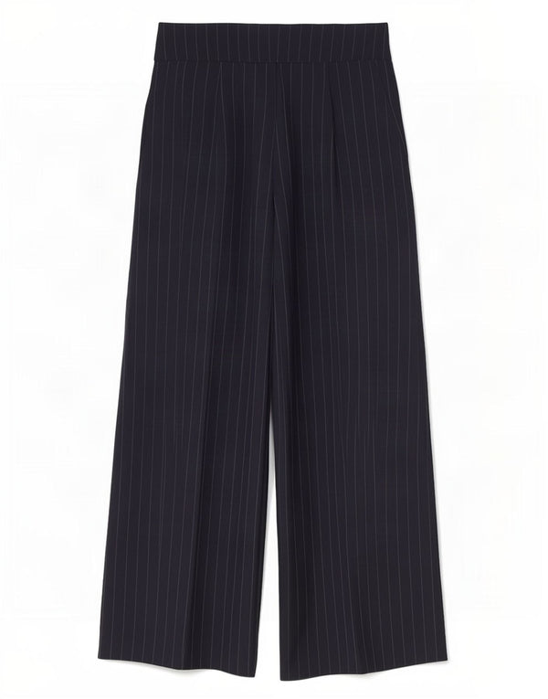 Calça feminina Van Heusen com cintura alta W28 L24 risca de giz azul marinho