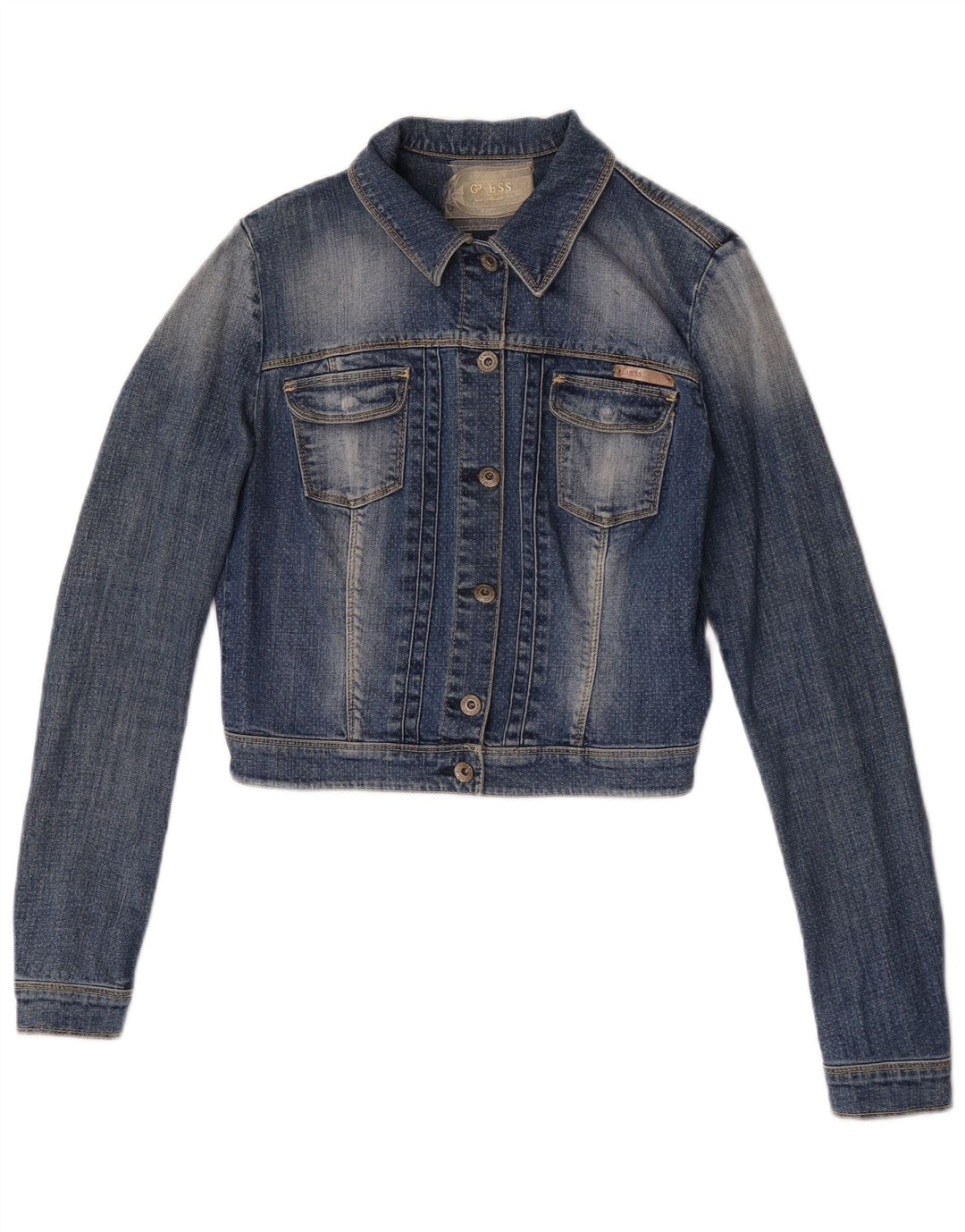 Jaqueta jeans feminina Guess UK 6 XS azul algodão
