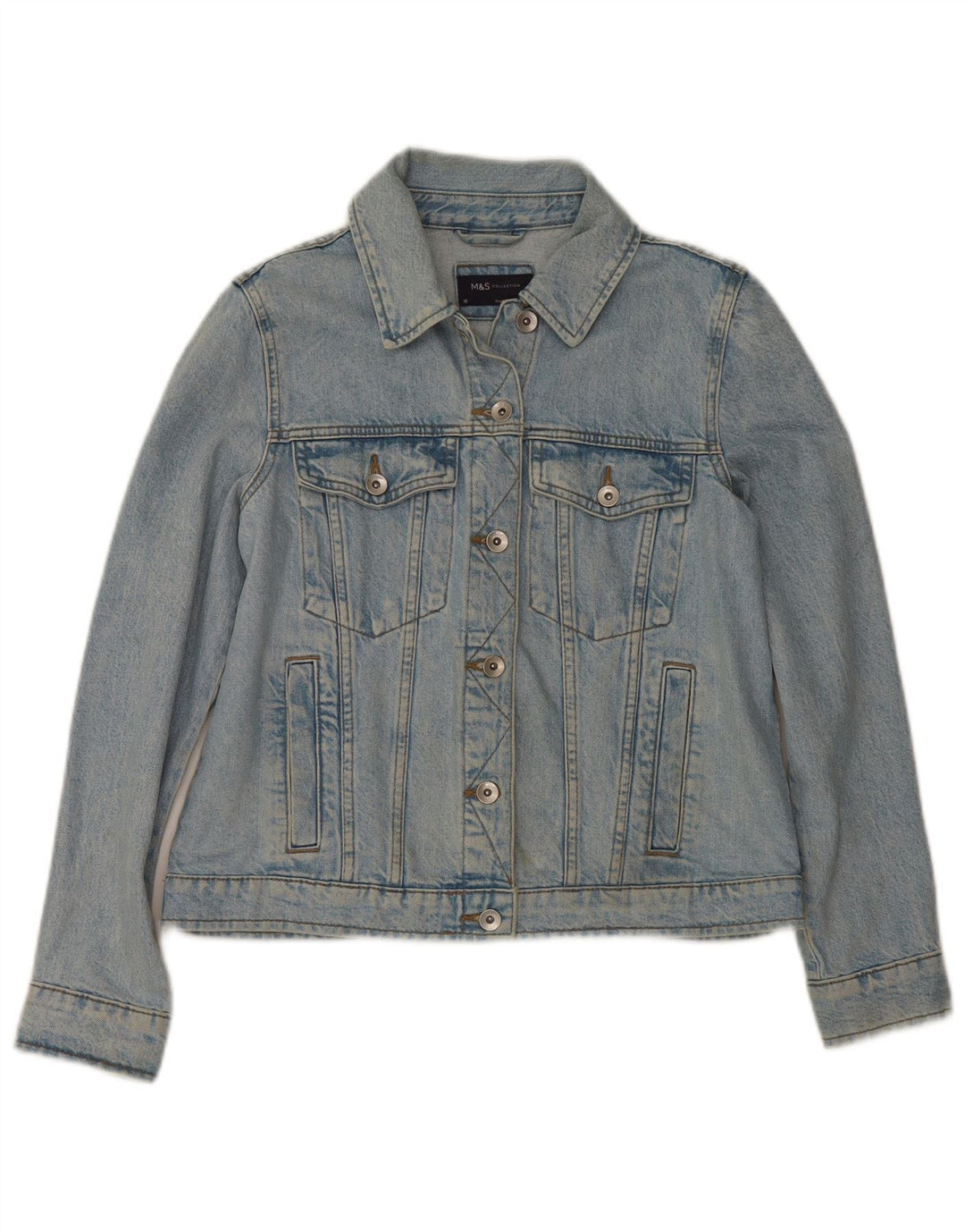 Jaqueta jeans feminina Marks & Spencer Reino Unido 10 algodão azul pequeno