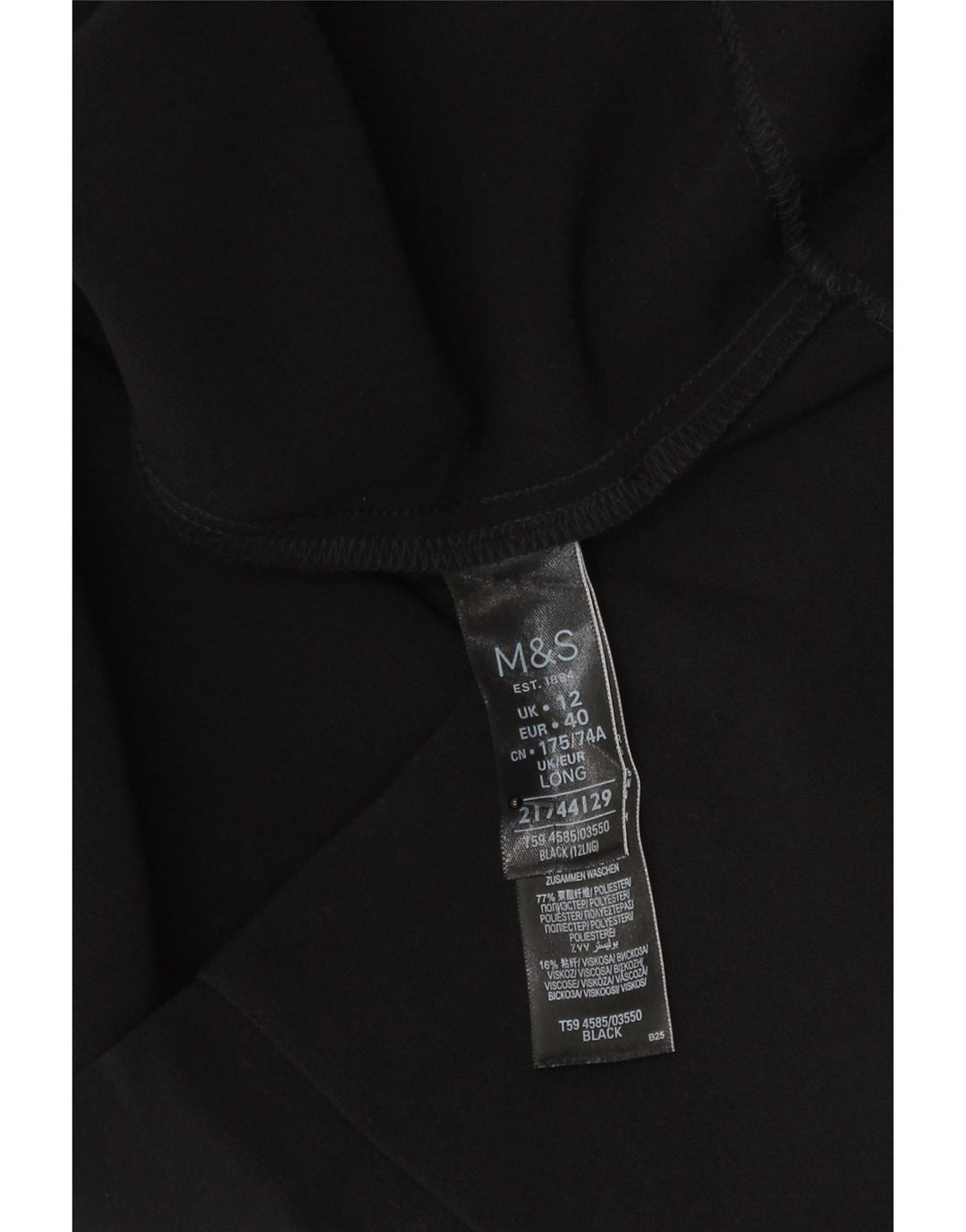 Saia lápis feminina Marks & Spencer Reino Unido 12 médio W30 poliéster preto