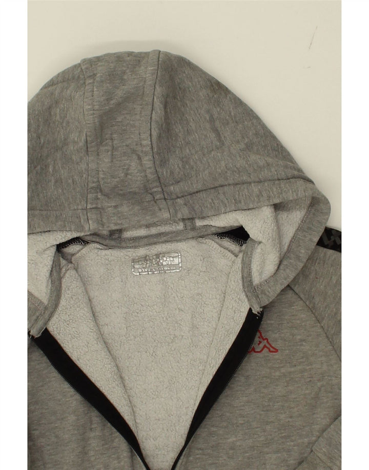 KAPPA Boys Graphic Zip Hoodie Sweater 7-8 Years Grey Cotton Vintage Kappa and Second-Hand Kappa from Messina Hembry 