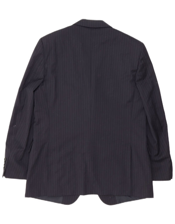 Biagiotti Uomo Jaqueta blazer masculina de 3 botões IT 52 XL risca de giz azul marinho