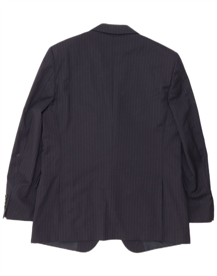 Biagiotti Uomo Jaqueta blazer masculina de 3 botões IT 52 XL risca de giz azul marinho