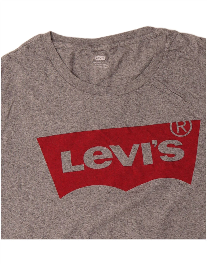 Camiseta feminina gráfica LEVI'S UK 22 3XL algodão manchado cinza