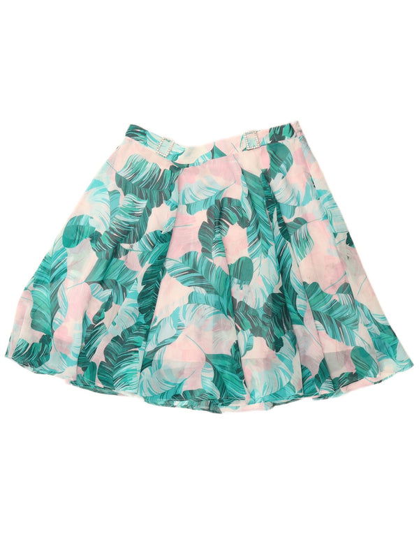 Saia feminina GUESS A-Line UK 12 Médio W28 Azul Floral Poliéster