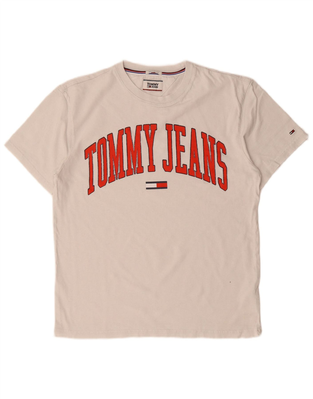 Camiseta masculina Tommy Hilfiger Regular Fit gráfica top médio algodão branco