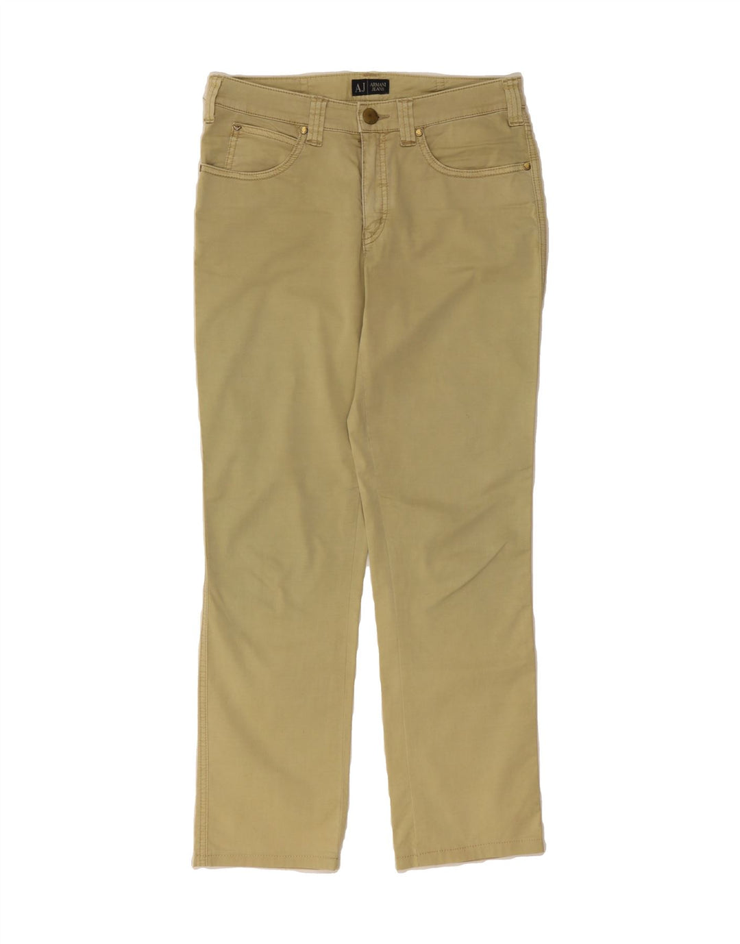 ARMANI JEANS Womens Straight Casual Trousers W29 L28 Green Cotton Vintage Armani Jeans and Second-Hand Armani Jeans from Messina Hembry 