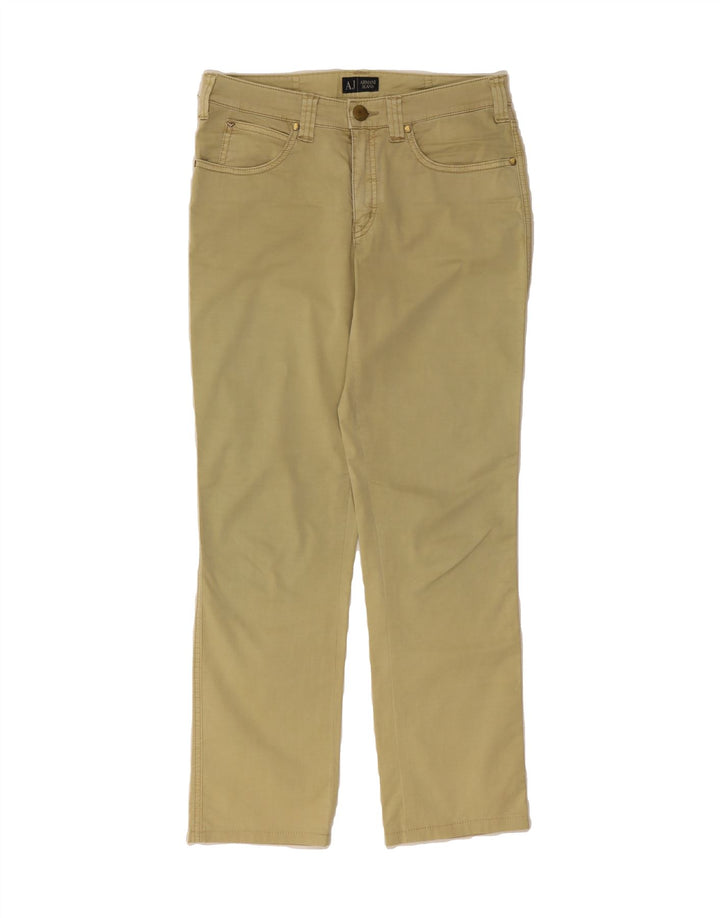 ARMANI JEANS Womens Straight Casual Trousers W29 L28 Green Cotton Vintage Armani Jeans and Second-Hand Armani Jeans from Messina Hembry 