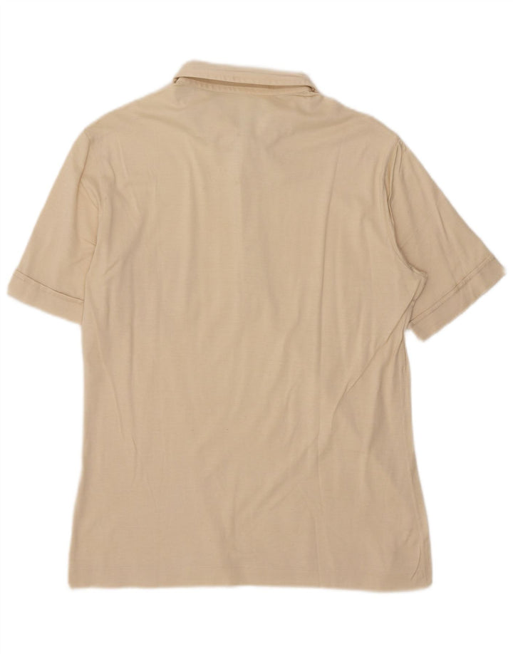 Camisa polo masculina vintage IT 46 pequena bege