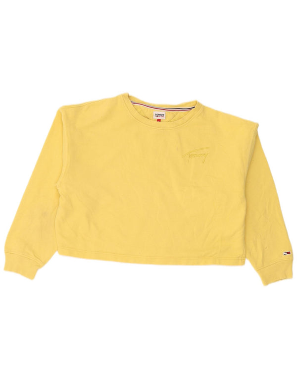 Suéter Tommy Hilfiger feminino cropped UK 14 algodão amarelo médio