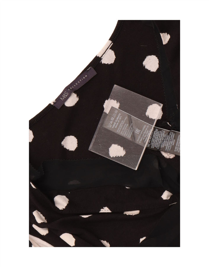 Blusa feminina Marks & Spencer Reino Unido 16 grande viscose preta de bolinhas