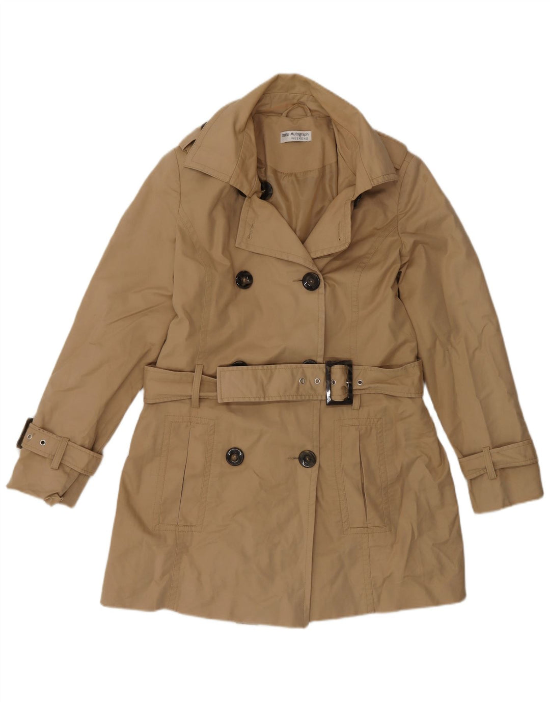 Casaco impermeável feminino Marks & Spencer Autograph UK 16 grande bege clássico