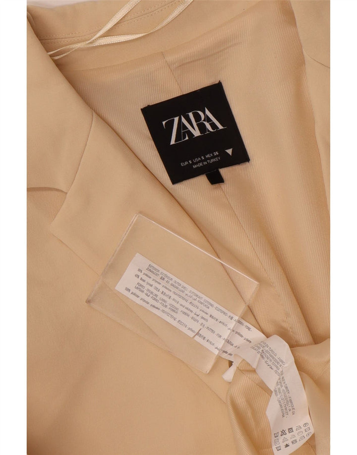 Jaqueta blazer oversized Zara feminina com 2 botões UK 10 poliéster bege pequeno