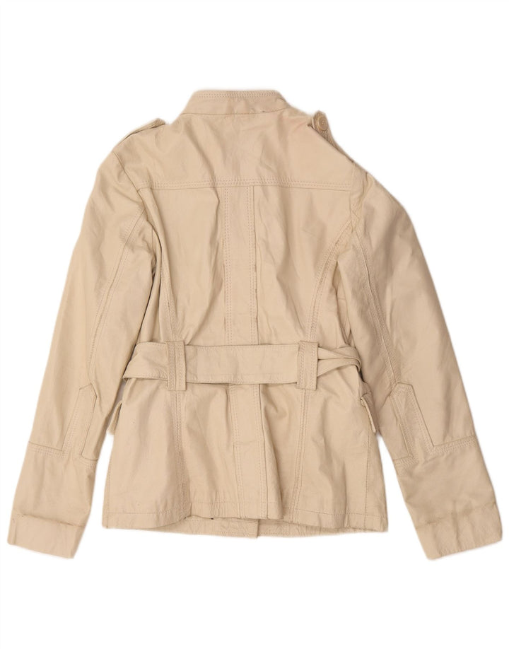 Jaqueta de couro militar feminina vintage IT 44 couro bege médio
