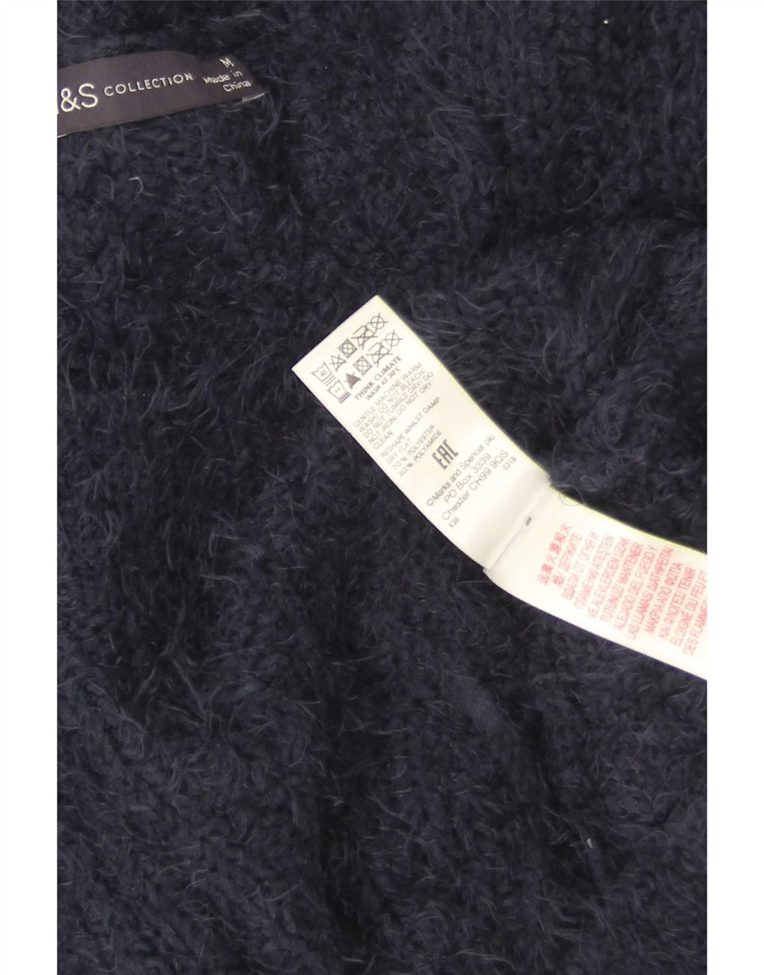 Suéter cardigã feminino Marks & Spencer UK 14 poliéster azul marinho médio