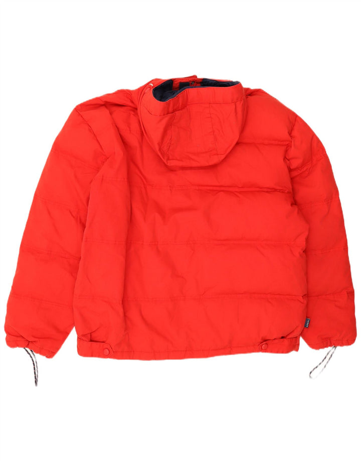 Jaqueta acolchoada com capuz masculina Tommy Hilfiger Reino Unido 40 grande poliéster vermelho