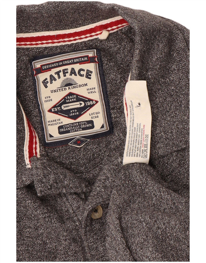 Camisa polo masculina Fat Face algodão manchado cinza médio