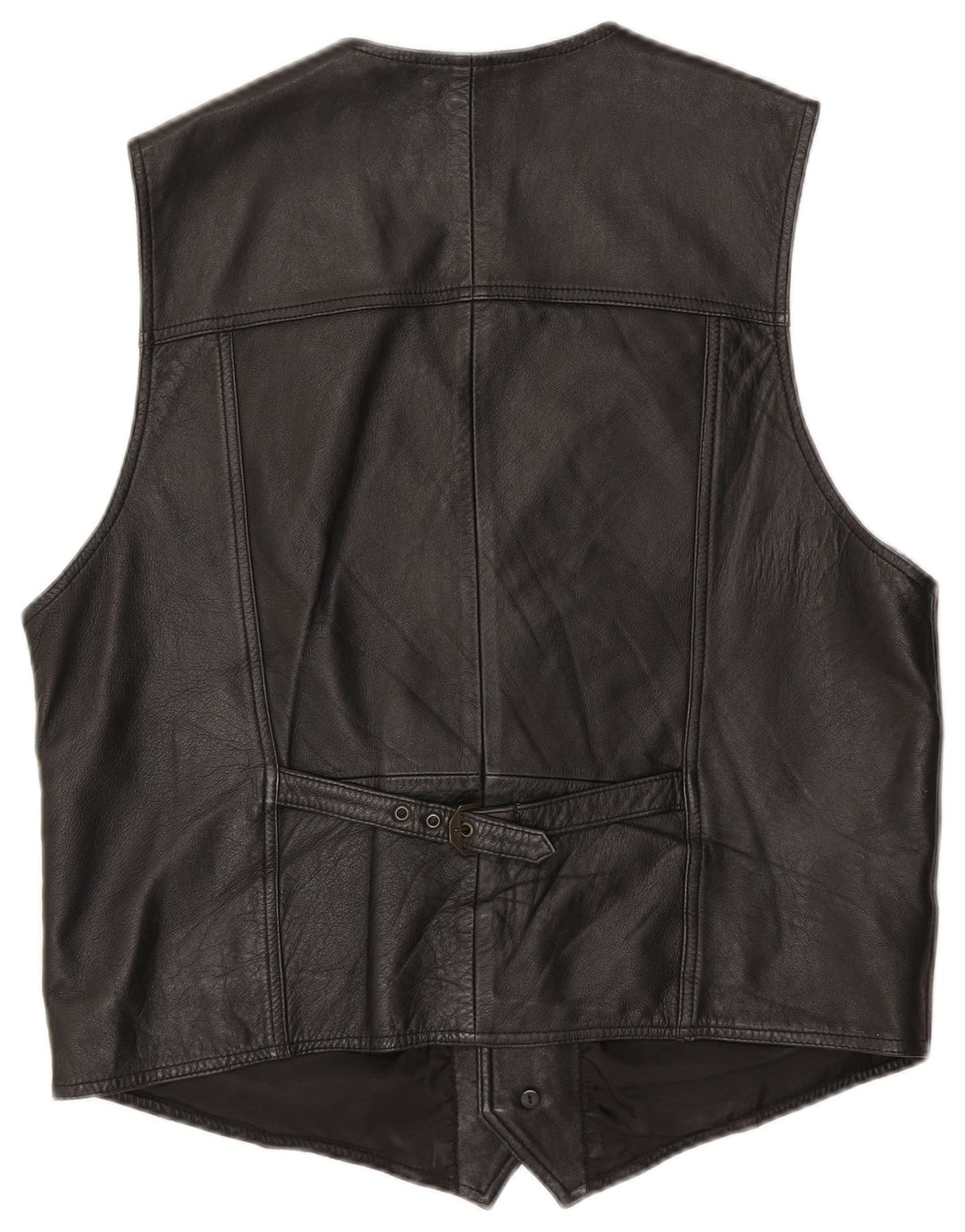 Colete de couro masculino vintage grande couro preto