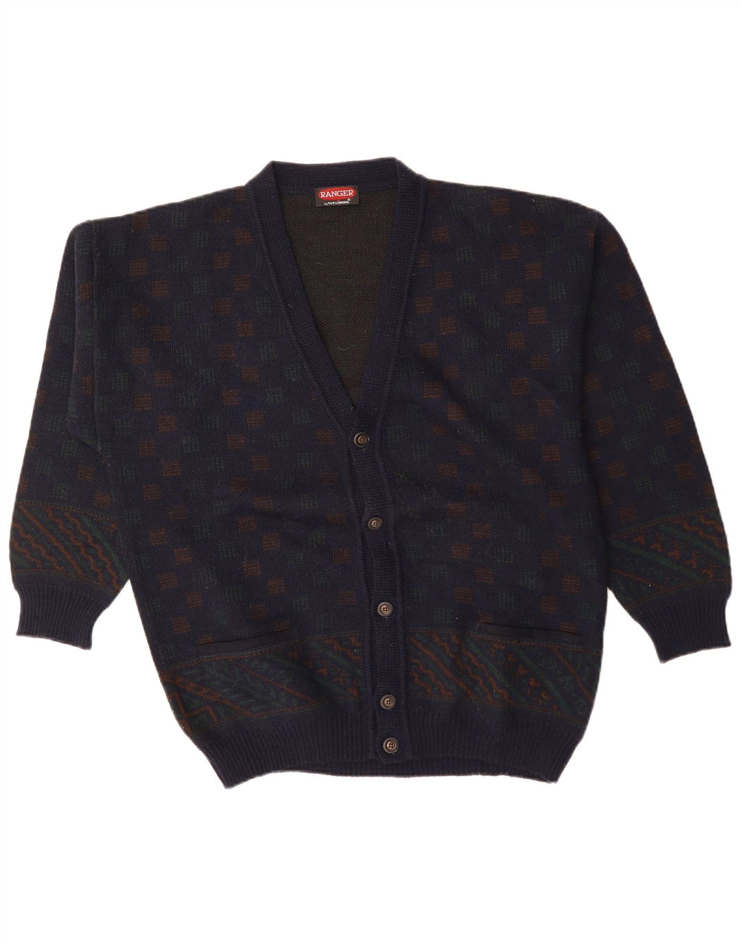 Suéter Cardigan Masculino Ranger XL Azul Marinho Geométrico