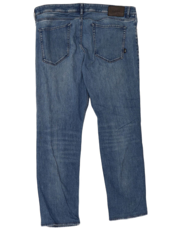 Hugo Boss Masculino Maine Regular Fit Jeans Reto W36 L30 Azul Algodão