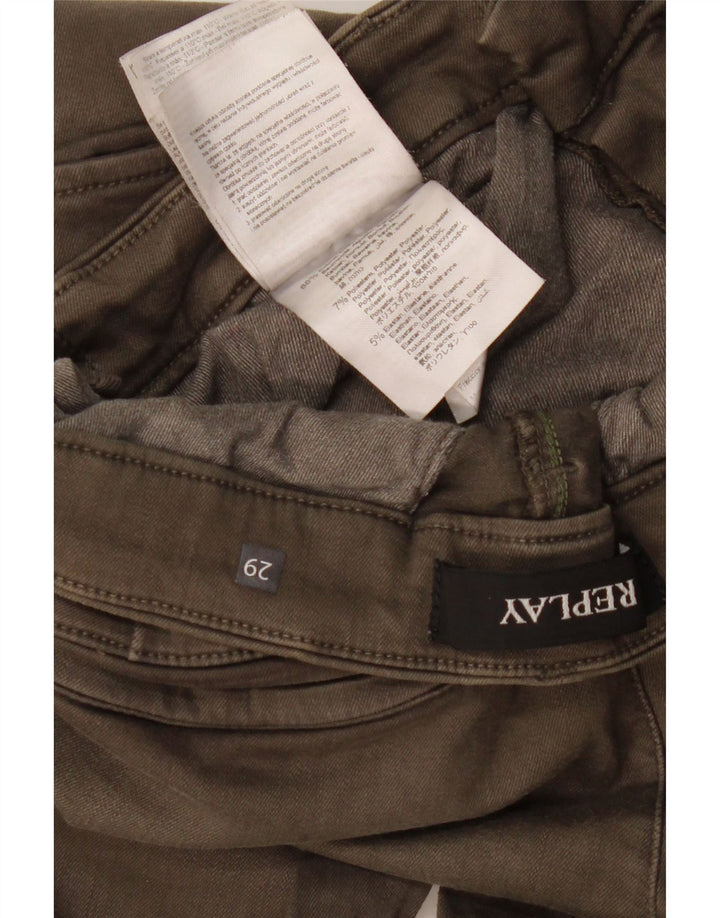 Calça cargo slim masculina Replay W29 L29 algodão cáqui