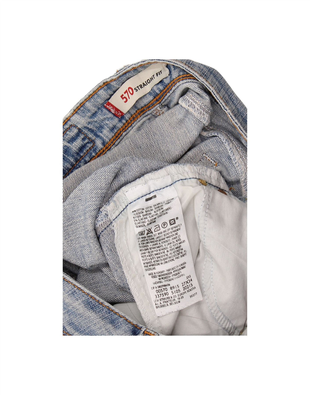 Levi's feminino 570 jeans retos W27 L30 algodão azul
