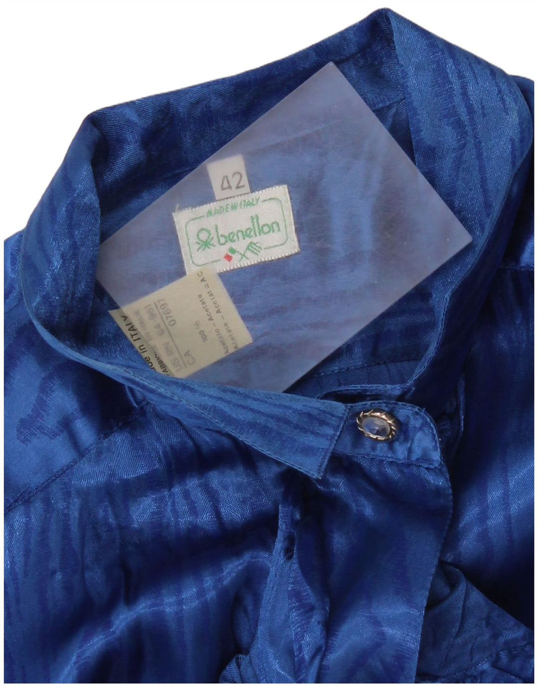 Blusa feminina Benetton com estampa abstrata IT 42 azul médio