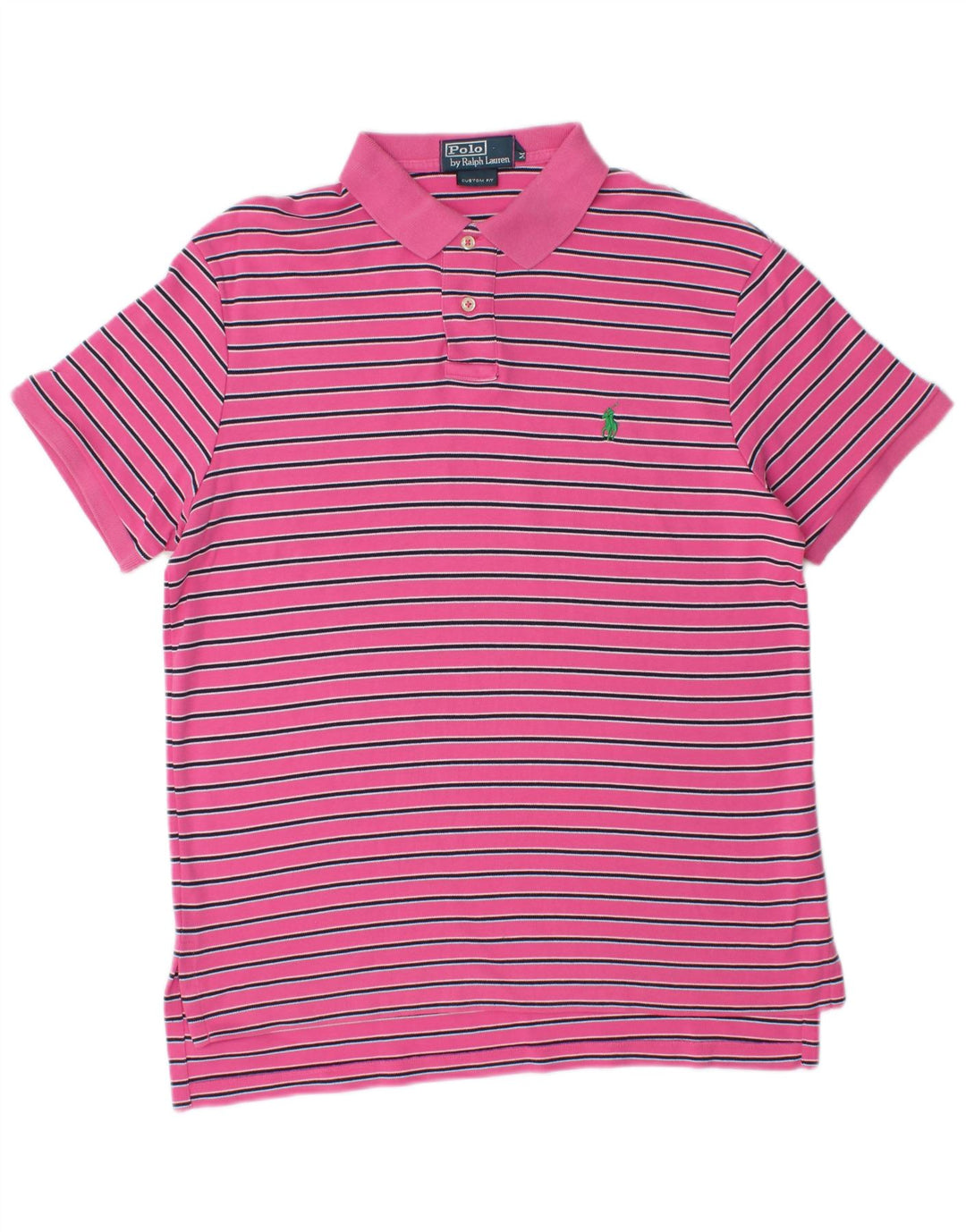 POLO RALPH LAUREN Camisa polo masculina de ajuste personalizado médio algodão listrado rosa