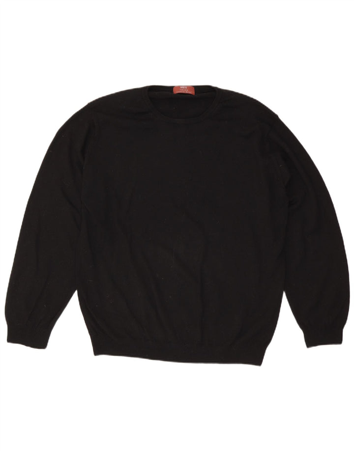 Suéter masculino Marks & Spencer com gola redonda, grande lã preta