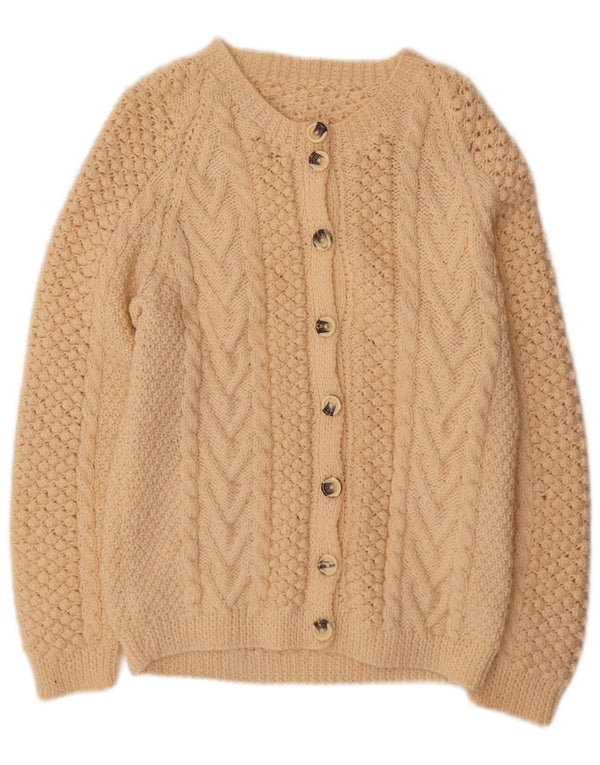 Suéter Cardigan Feminino Vintage Reino Unido 16 Grande Bege