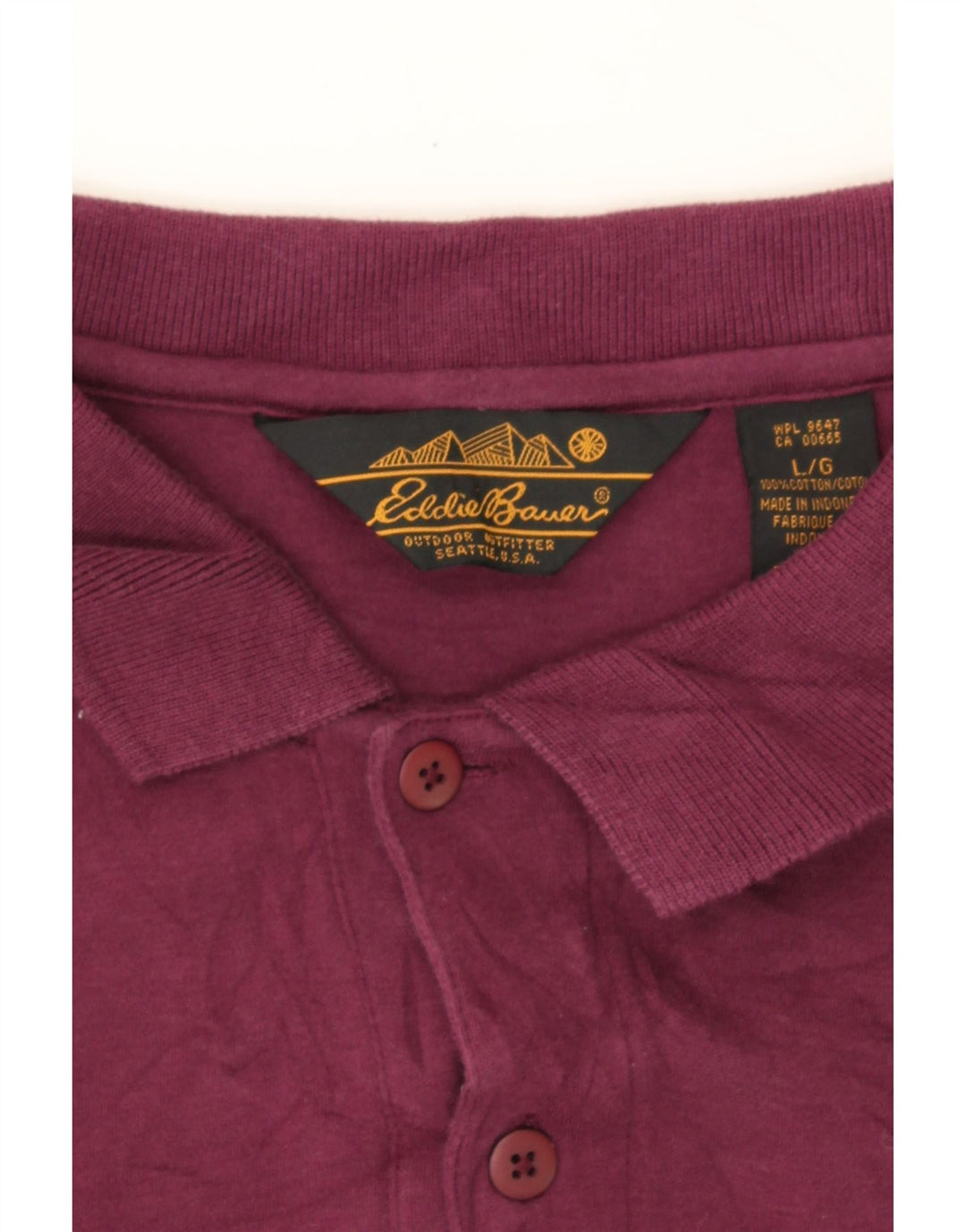 EDDIE BAUER Mens Polo Shirt Large Burgundy Cotton Vintage Eddie Bauer and Second-Hand Eddie Bauer from Messina Hembry 