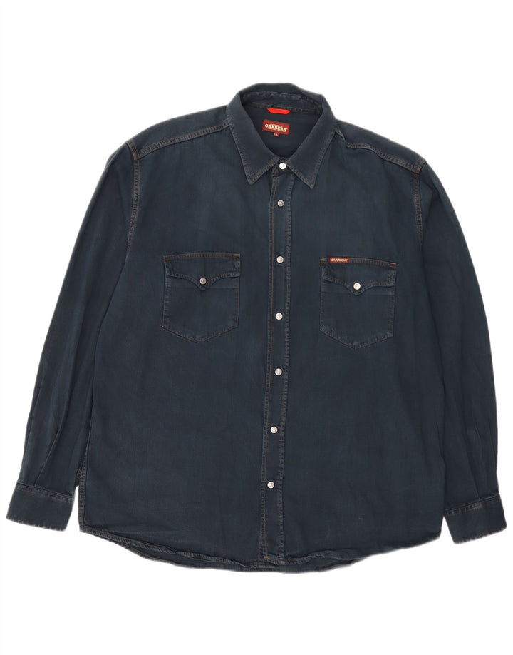 Camisa jeans masculina Carrera 2XL algodão azul marinho