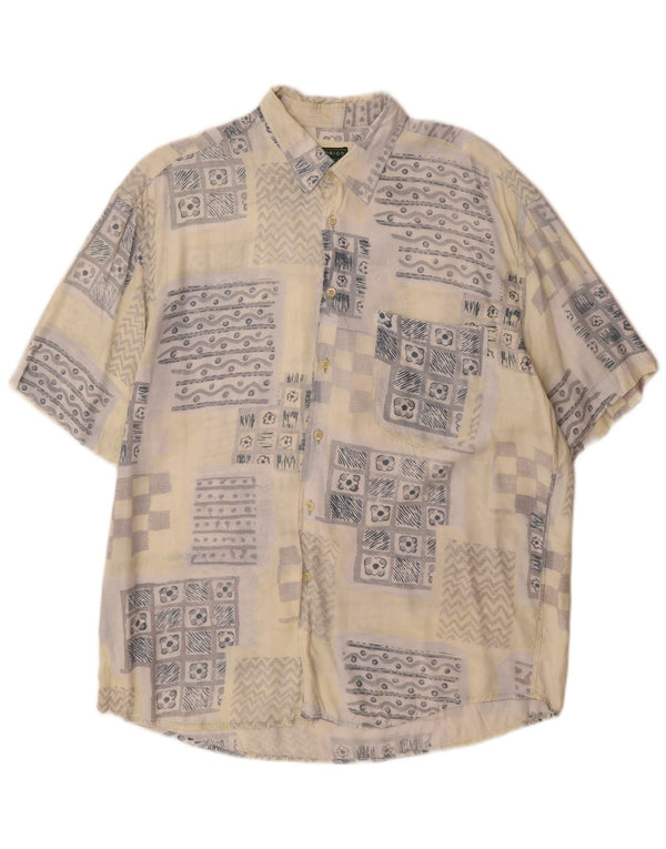 Camisa masculina manga curta Rodrigo tamanho 43 17 XL bege patchwork algodão
